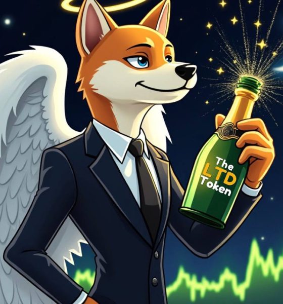 A handsome shiba inu wearing a suit, with angel wings, holding a bottle of champagne on a moonlit night